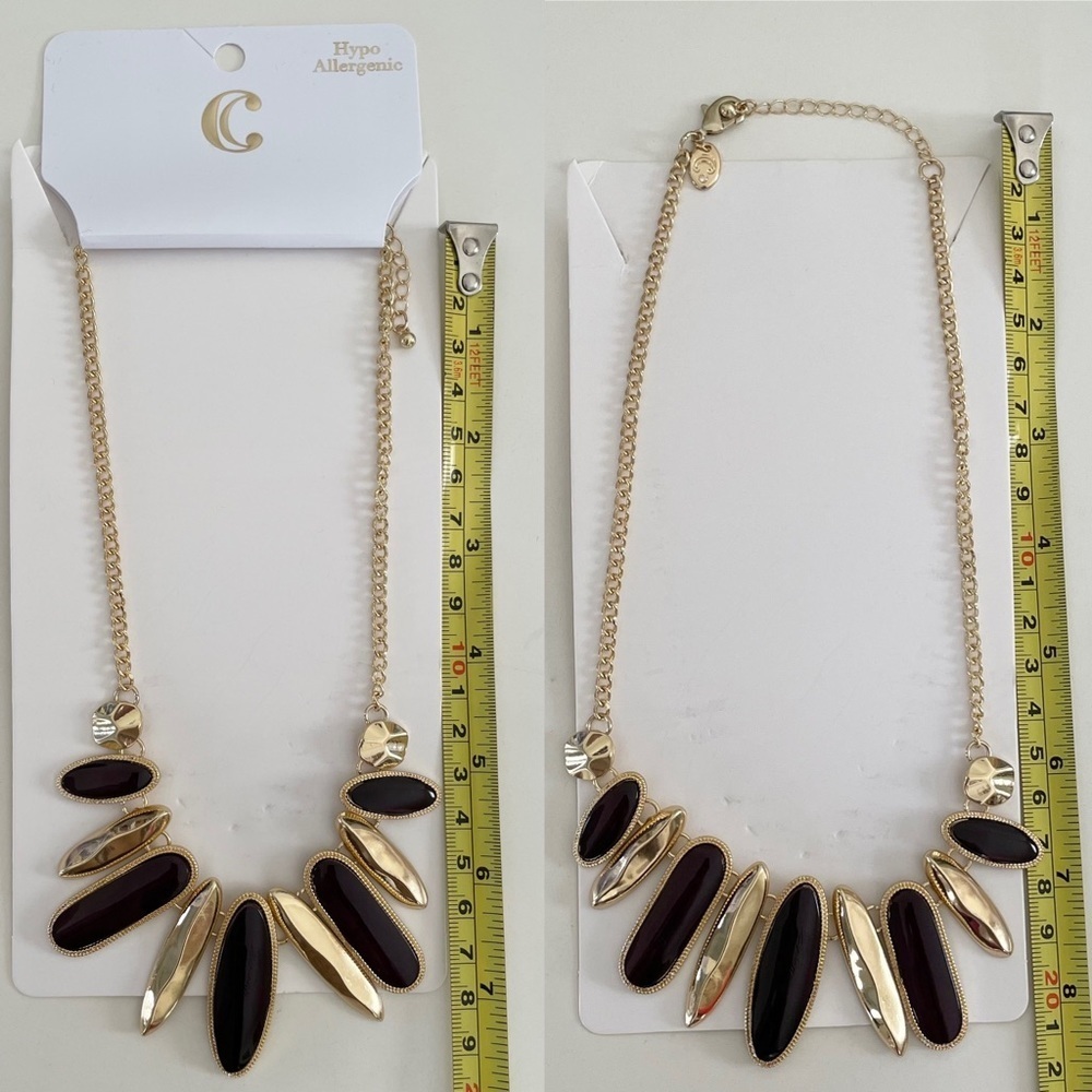 Charming Charlie Dark Purple & Gold-Tone Stone Necklace NWT - Picture 11 of 13